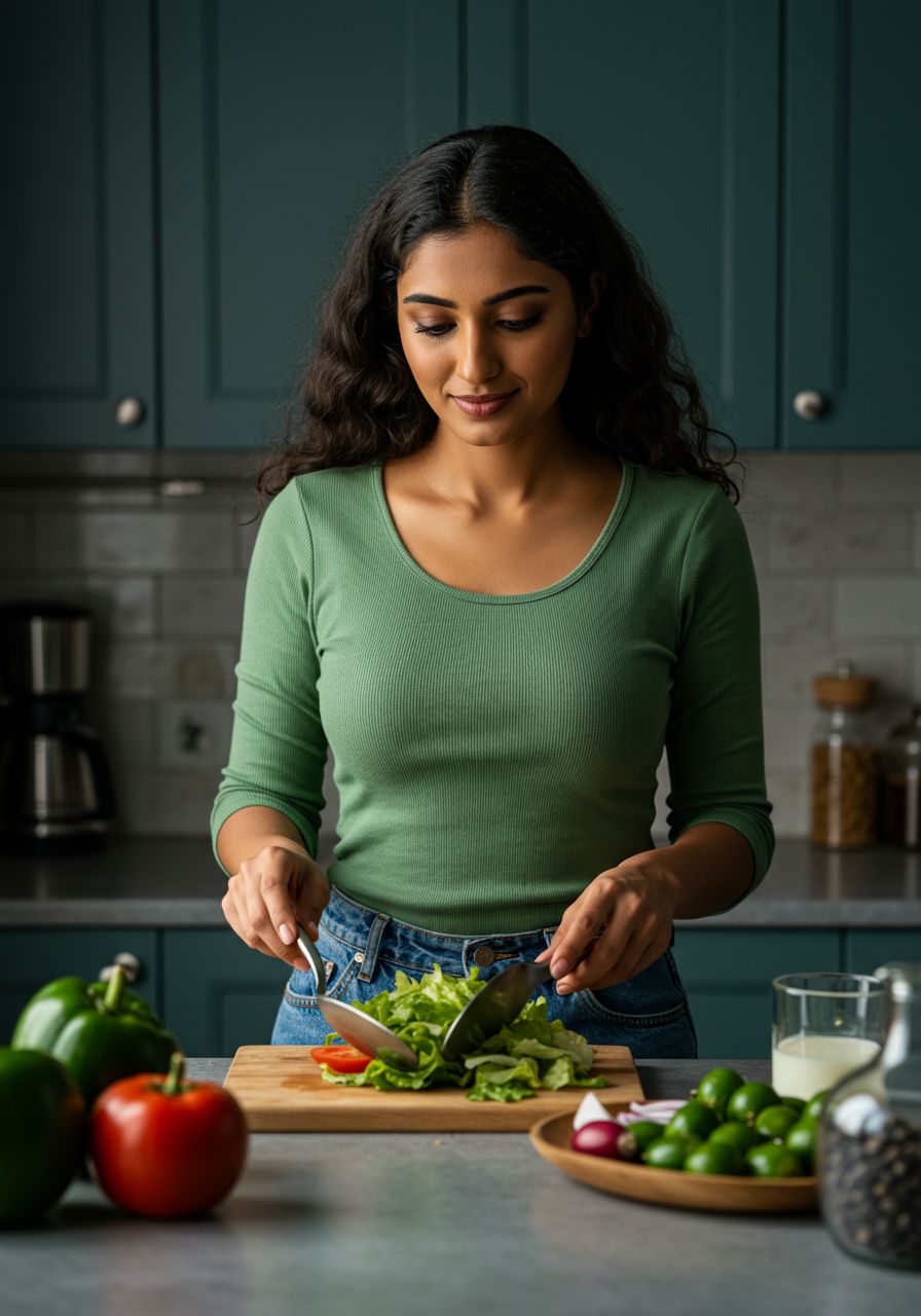 Woman cooking healthy meal